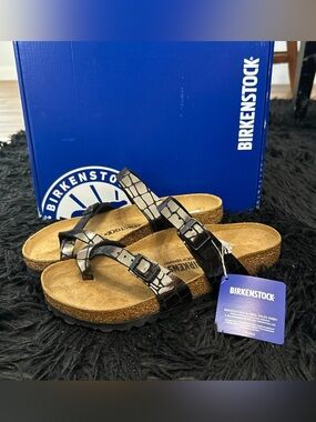 BIRKENSTOCK Mayari black metallic gladiator sandals slippers shoes eur 39 new